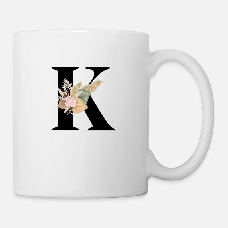 lettre K fleuris - Mug blanc - blanc