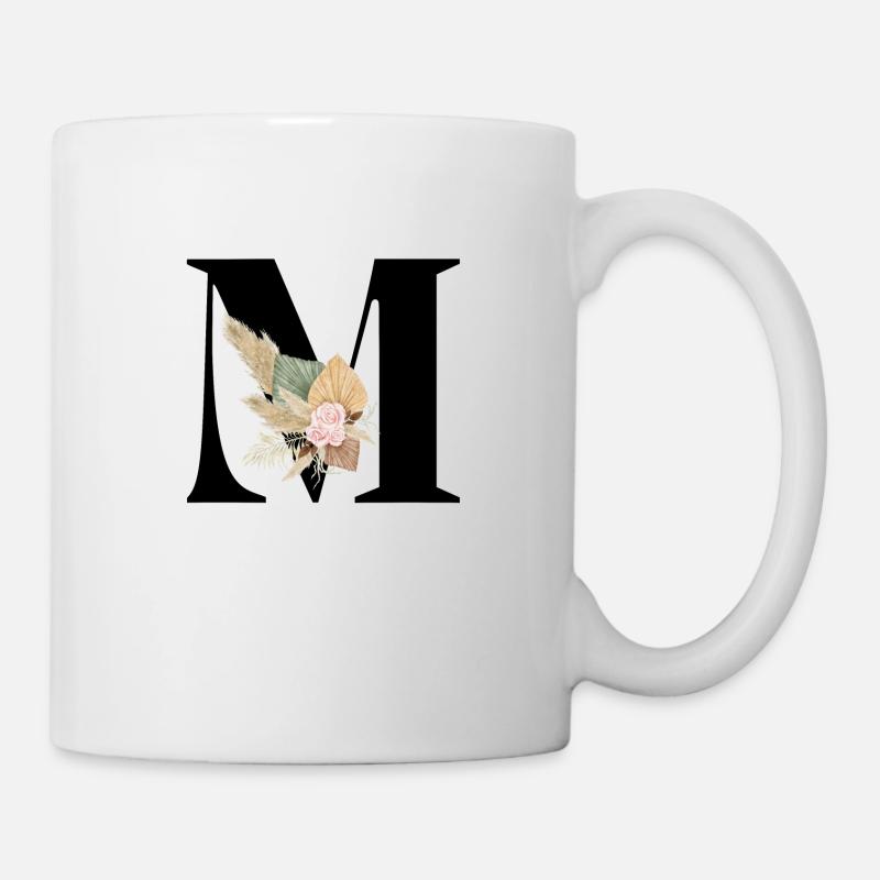 Buchstabe M geblümt - Tasse - Weiß