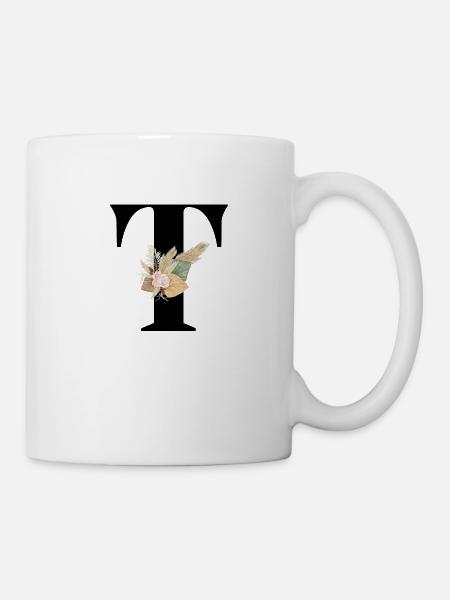 lettre T fleuris - Mug blanc - blanc