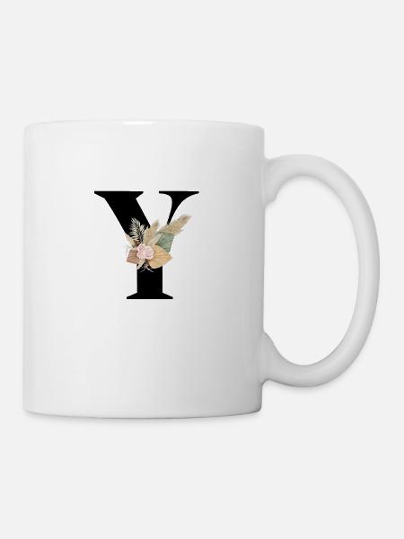Buchstabe Y Blumen - Tasse - Weiß