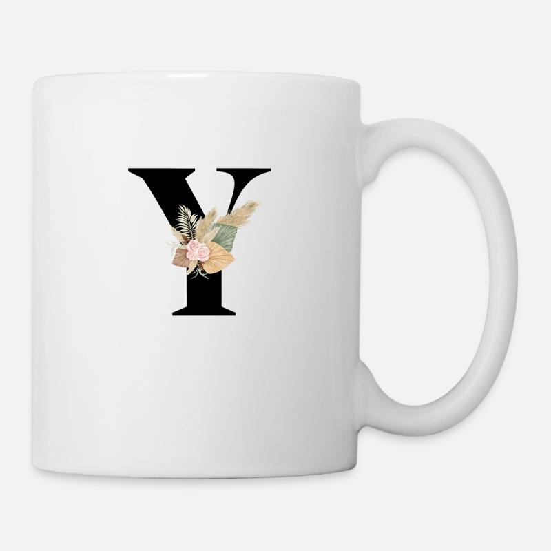 Buchstabe Y Blumen - Tasse - Weiß