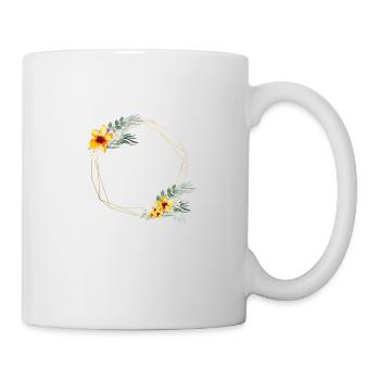 Blumen Geometrik Gelb Grün personalisierbar - Tasse - Weiß - Rechts
