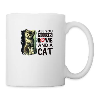 Tout ce dont vous avez besoin, c’est d’amour et d’un chat - Mug blanc - blanc - Droite