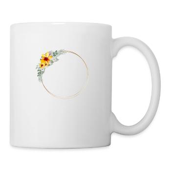 Blumen Kranz Gelb Grün personalisierbar - Tasse - Weiß - Rechts