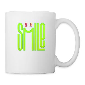 Denke Lächeln Positive Gedanken Glückliche Meditation - Tasse - Weiß - Rechts