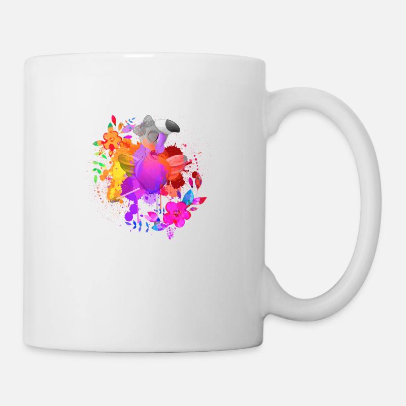Danse des fleurs Flamant Rose Éclaboussure de Couleurs Art - Mug blanc - blanc