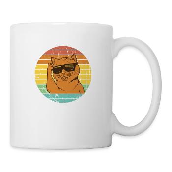 Lunettes de soleil vintage pour chat, drôle de chat - Mug blanc - blanc - Droite