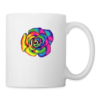Rose Blume Bunt Regenbogen Illustration - Tasse - Weiß - Rechts