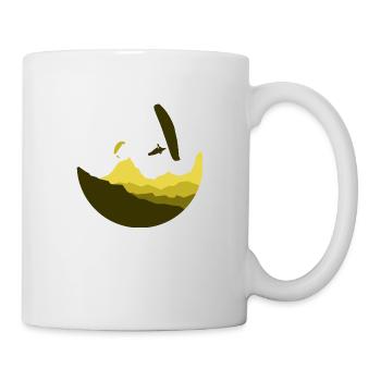 Montagnes en cercle Parapente jaune - Mug blanc - blanc - Droite