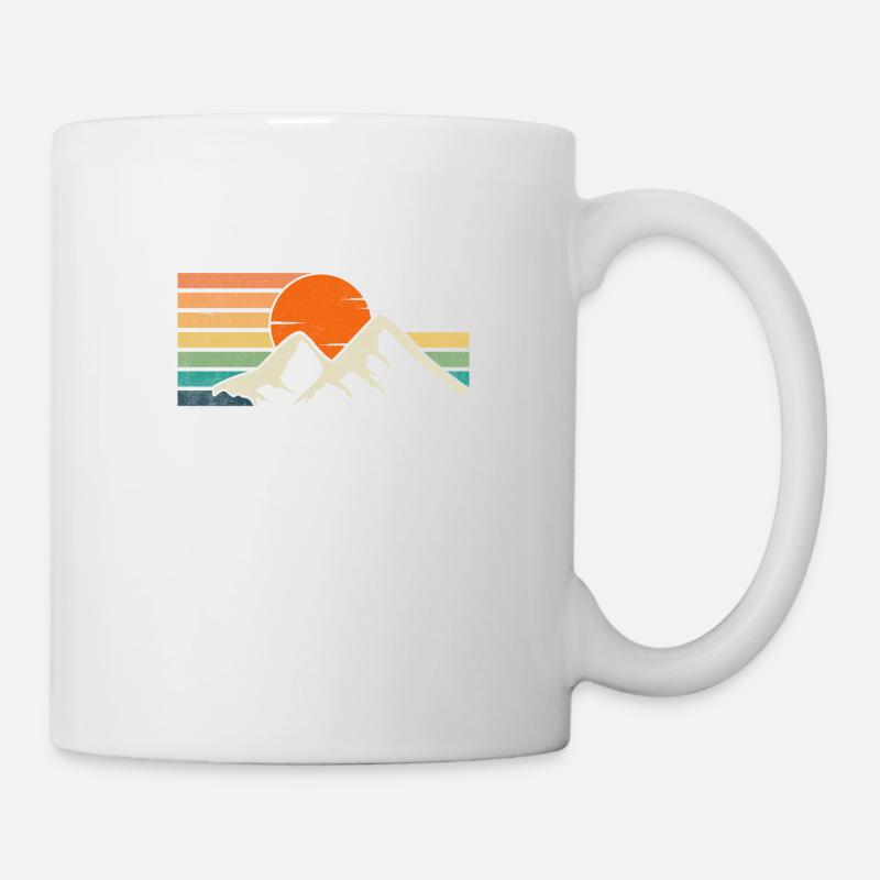Mountains retro sunset birds - Mug blanc - blanc