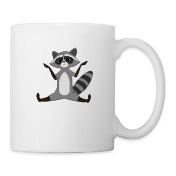Waschbär Yoga Geschenkidee - Tasse - Weiß - Rechts
