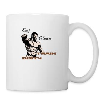 Sparte, manger proprement, s’entraîner sale - Mug blanc - blanc - Droite