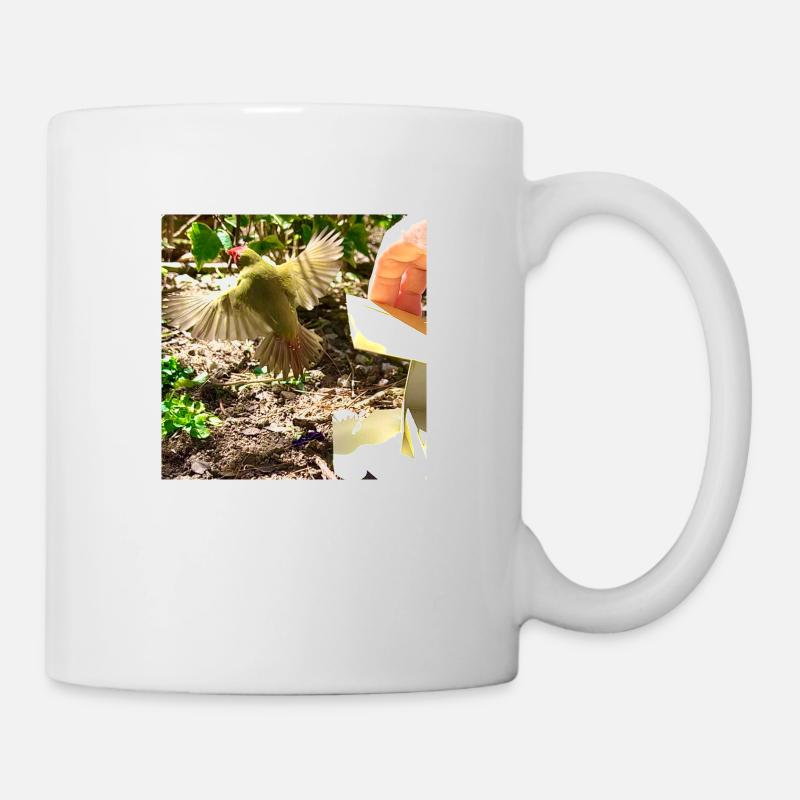 Loslassender Vogel in Voliere - Sternfink - Tasse - Weiß