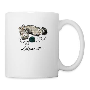 Zuhause ist, wo die Wolle ist - und die Katze - Tasse - Weiß - Rechts