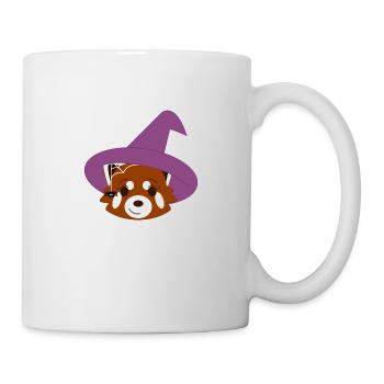 Red panda disguised as a witch for Halloween - Mug - white - Right