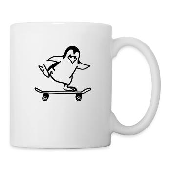 Pinguin fährt Skateboard - Tasse - Weiß - Rechts