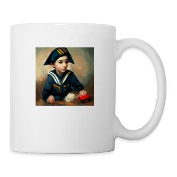 A boy in a sailors uniform playing with his toy - Tasse - Weiß - Rechts