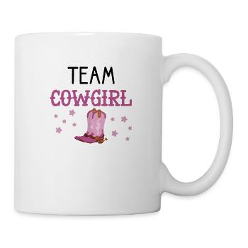 Team Cow girl or Cowboy Announcement Baby Shower - Mug blanc - blanc - Droite