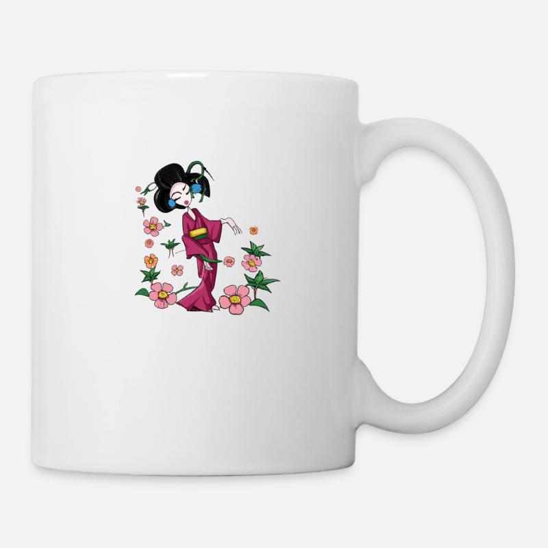 Geisha im Frühling - Tasse - Weiß