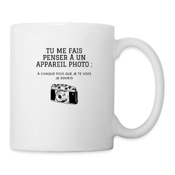 Tee-shirt drague photo sourire - Mug blanc - blanc - Droite