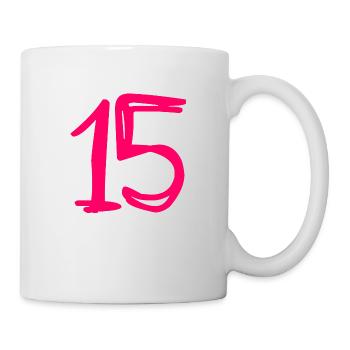 15 JAHRE. 15-jähriges Jubiläum. GEBURTSTAG 15 JAHRE.15 - Tasse - Weiß - Rechts