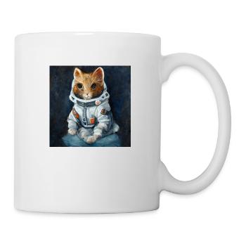 ginger cat wearing an grey astronaut - Mug blanc - blanc - Droite