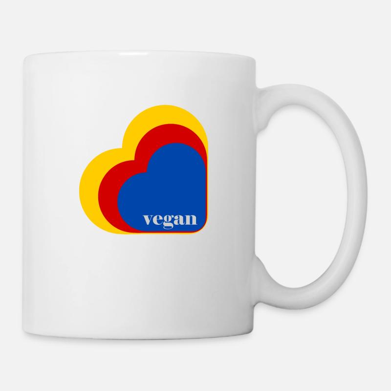 Retro veganes Herz - Tasse - Weiß