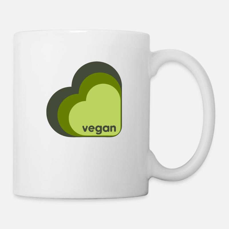Cœur végétalien vert trois couleurs - Mug blanc - blanc
