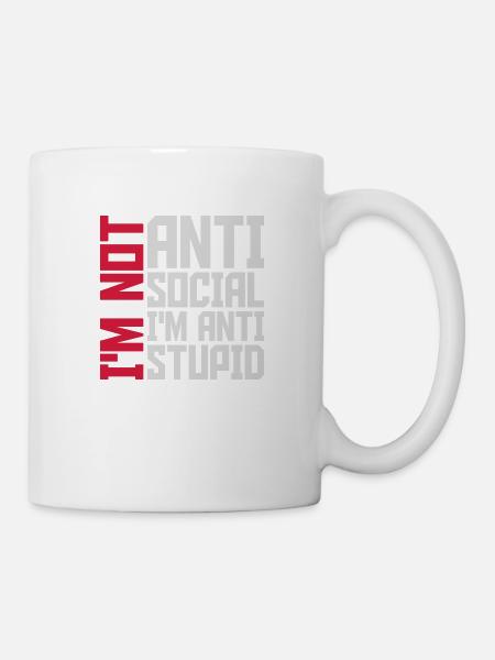not antisocial anti stupid - Tasse - Weiß