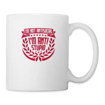 not antisocial anti stupid - Tasse - Weiß - Rechts