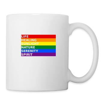LGBT Gay Pride Rainbow Colors Slogan Drapeau - Mug blanc - blanc - Droite