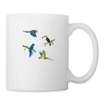 Bunte Papageien - Tasse - Weiß - Rechts