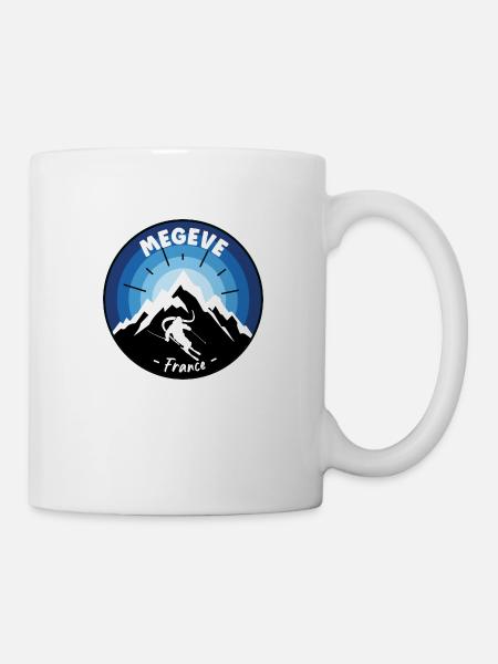 Ski à Megève France Bleu - Mug blanc - blanc