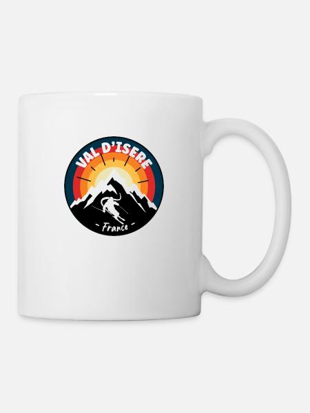 Skiing In Val d'Isere France Vintage - Mug - white