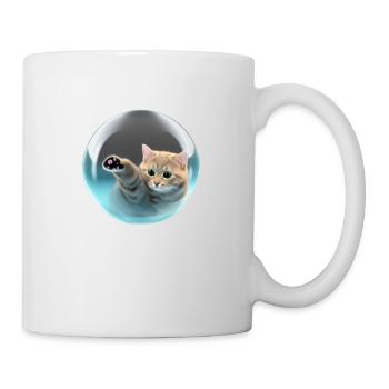 Chat en bulle de savon, style numérique - Mug blanc - blanc - Droite