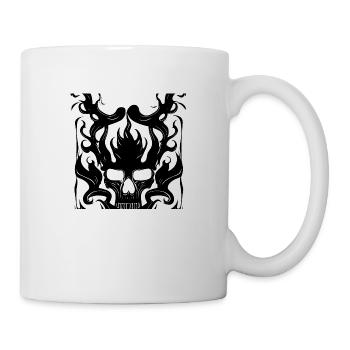 Crâne d’horreur d’Halloween avec des flammes - Mug blanc - blanc - Droite