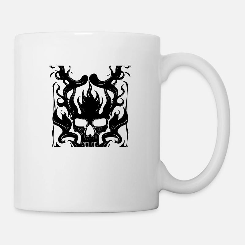 Halloween Horror Skull with Flames - Mug - white