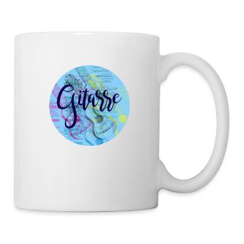 Gitarre mit Pop-Art Hintergrund rund blau - Tasse - Weiß - Rechts