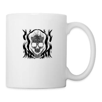 Crâne d’horreur d’Halloween avec des flammes - Mug blanc - blanc - Droite
