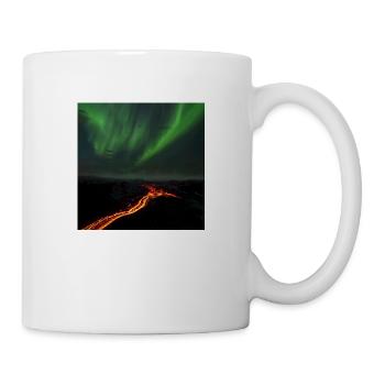 Northern Lights and Lava Flow - Fagradalsfjall Volcano - Mug - white - Right