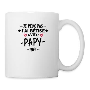 je peux pas j ai bêtise avec papy - Mug blanc - blanc - Droite