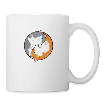 Getigerte Katzen grau und rot Yin-Yang - Tasse - Weiß - Rechts