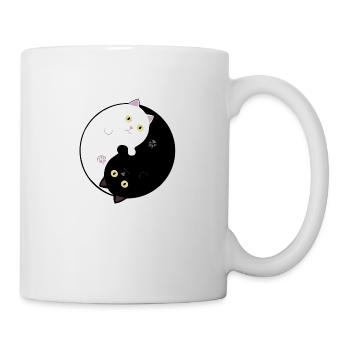 Schwarz-weiße Yin Yang Katzen - Tasse - Weiß - Rechts