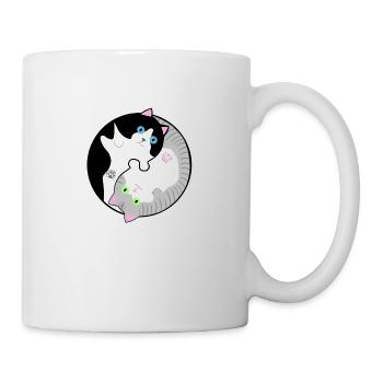Schwarz-weiße und grau-getigerte Katzen Yin-Yang - Tasse - Weiß - Rechts