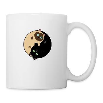Siam und schwarze Yin Yang-Katzen - Tasse - Weiß - Rechts