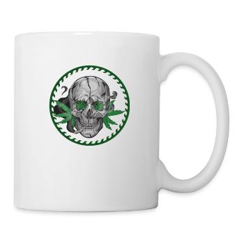 Skull Hanfblatt - Tasse - Weiß - Rechts