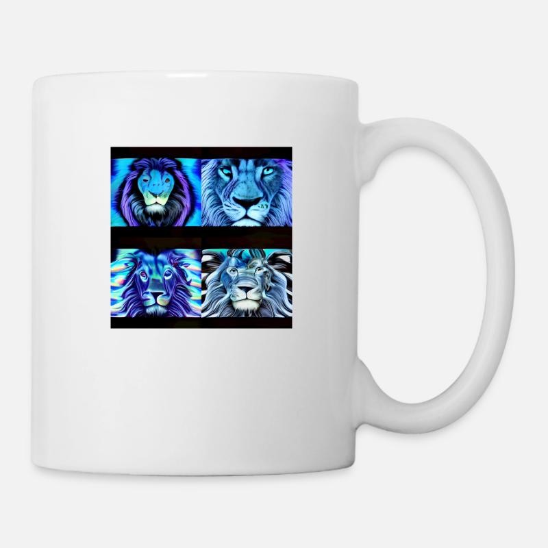 QUATRE LIONS BLEUS - Mug blanc - blanc