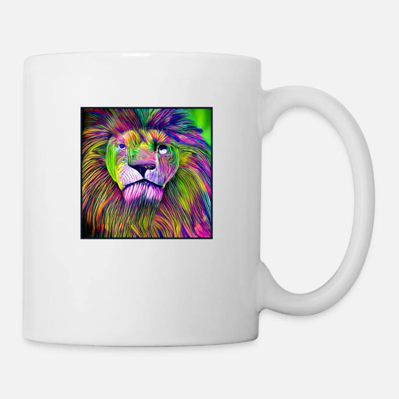 LION MULTICOLORE - Mug blanc - blanc