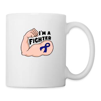 Fight Cancer - Blue ribbon - Tasse - Weiß - Rechts