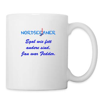 002 Nordseeaner Fetter Jan - Dunkel - Tasse - Weiß - Rechts